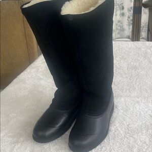 L.L. Bean Tall Shearling Lined Thinsulate Winter Boots Black Waterproof Size 5